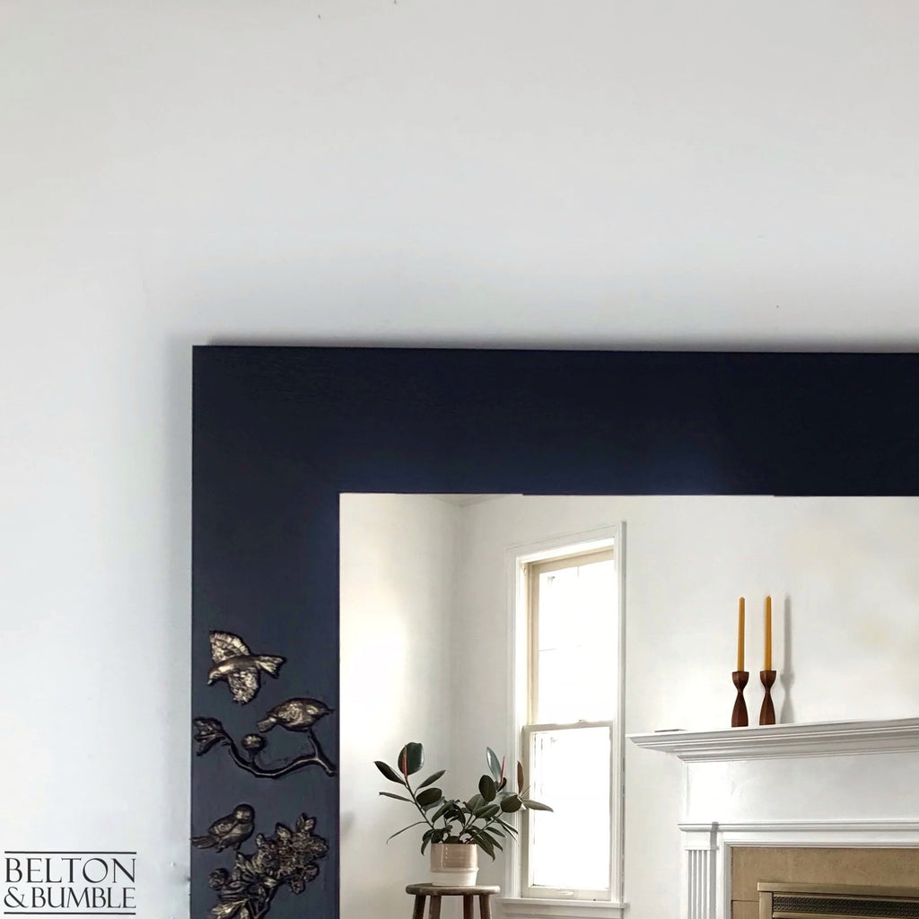 Large Rectangular Wall Hanging Mirror in Blue and Gold-Belton & Bumble