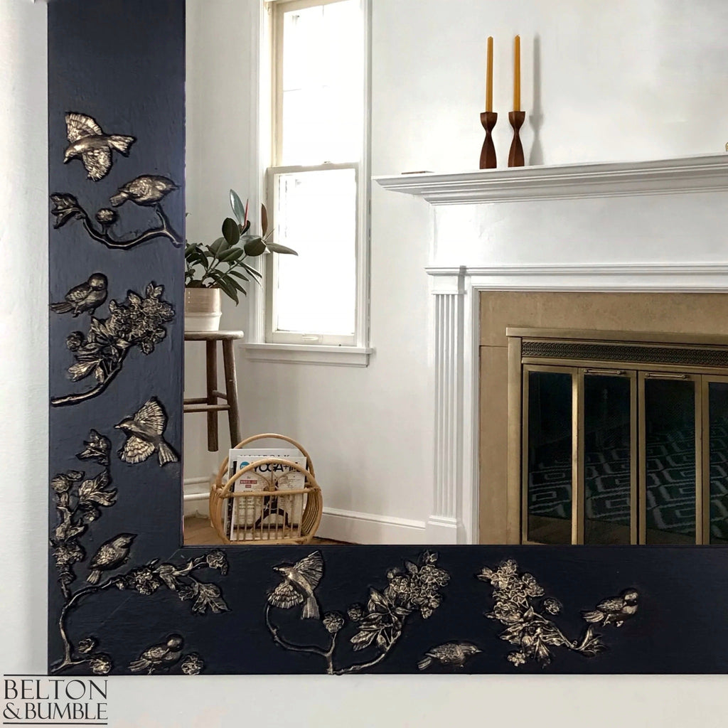 Large Rectangular Wall Hanging Mirror in Blue and Gold-Belton & Bumble