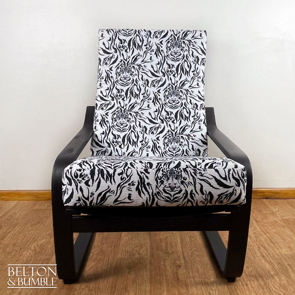 Monochrome Rocker Chair with Tiger Print – front view showing overall layout