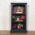 Dark Green Rustic Bookshelves Decoupaged with Print by Muck ‘n’ Brass-Belton & Bumble