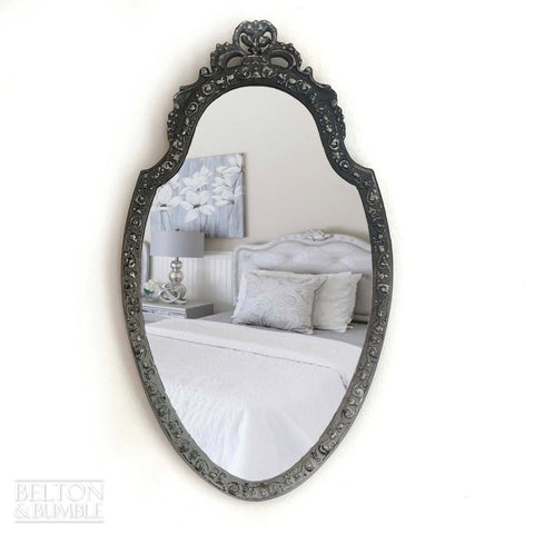 Multi Toned Grey Fleur De Lis Carved Mirror-Belton & Butler