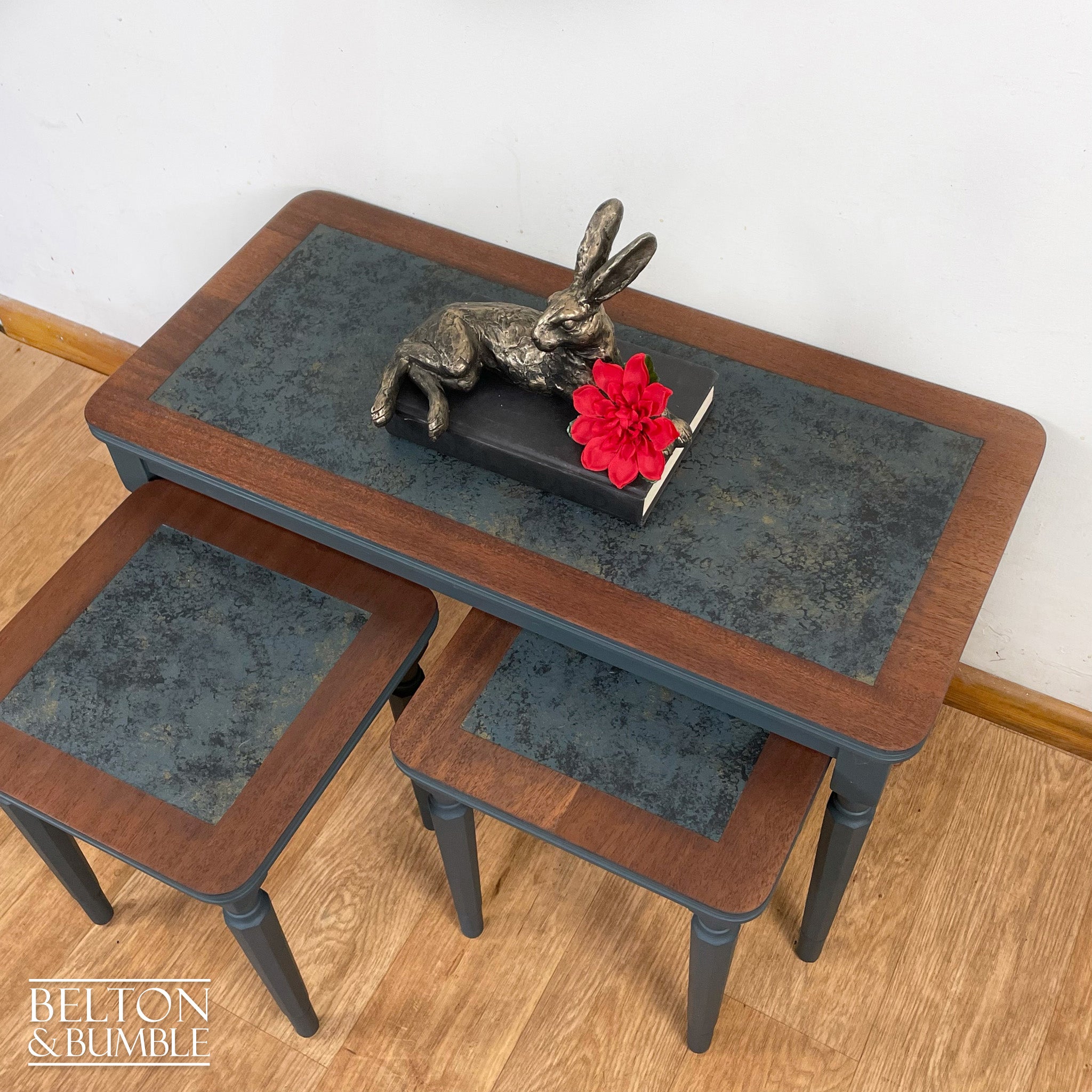 Coffee Table Nest of Tables In Blue-Belton & Bumble