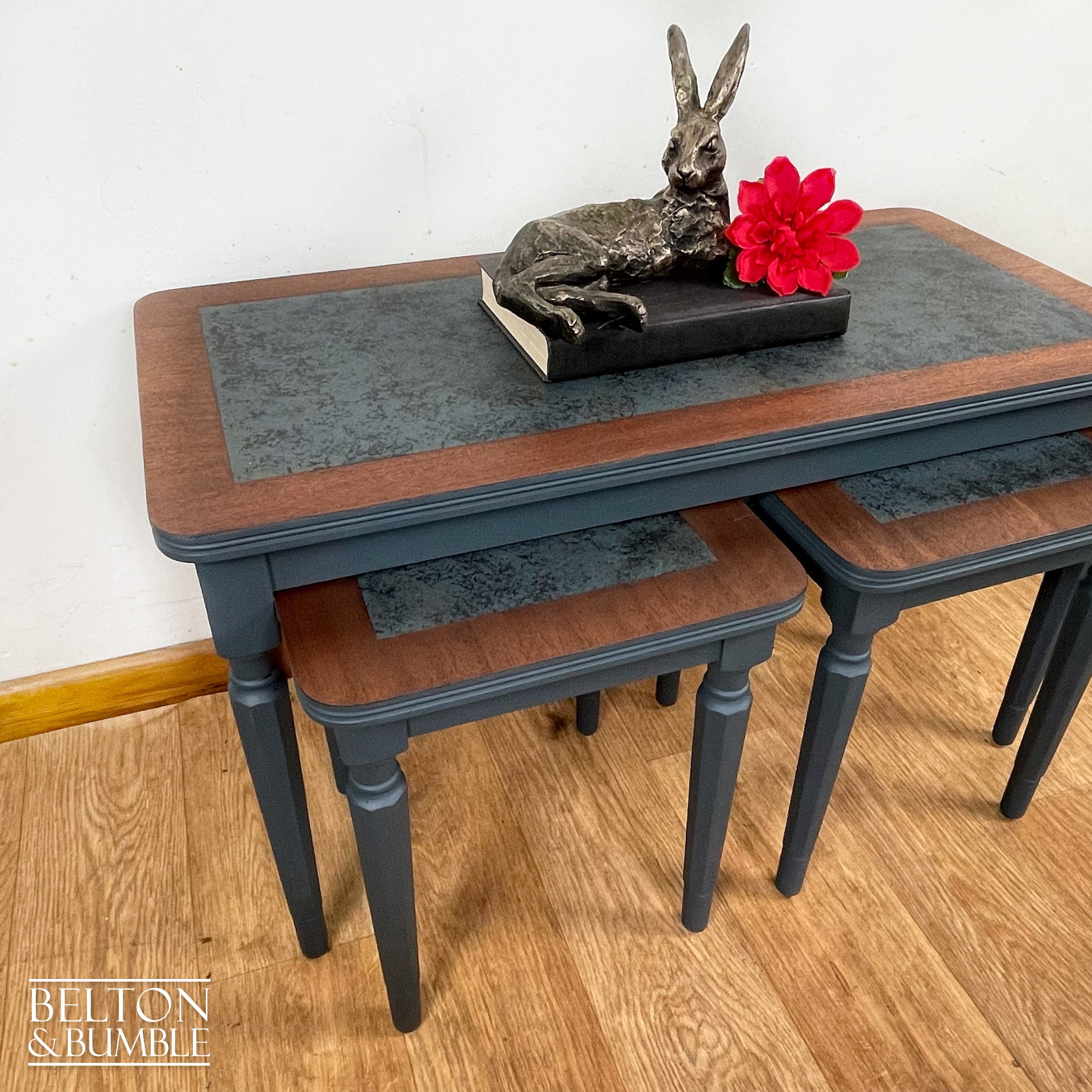 Coffee Table Nest of Tables In Blue-Belton & Bumble