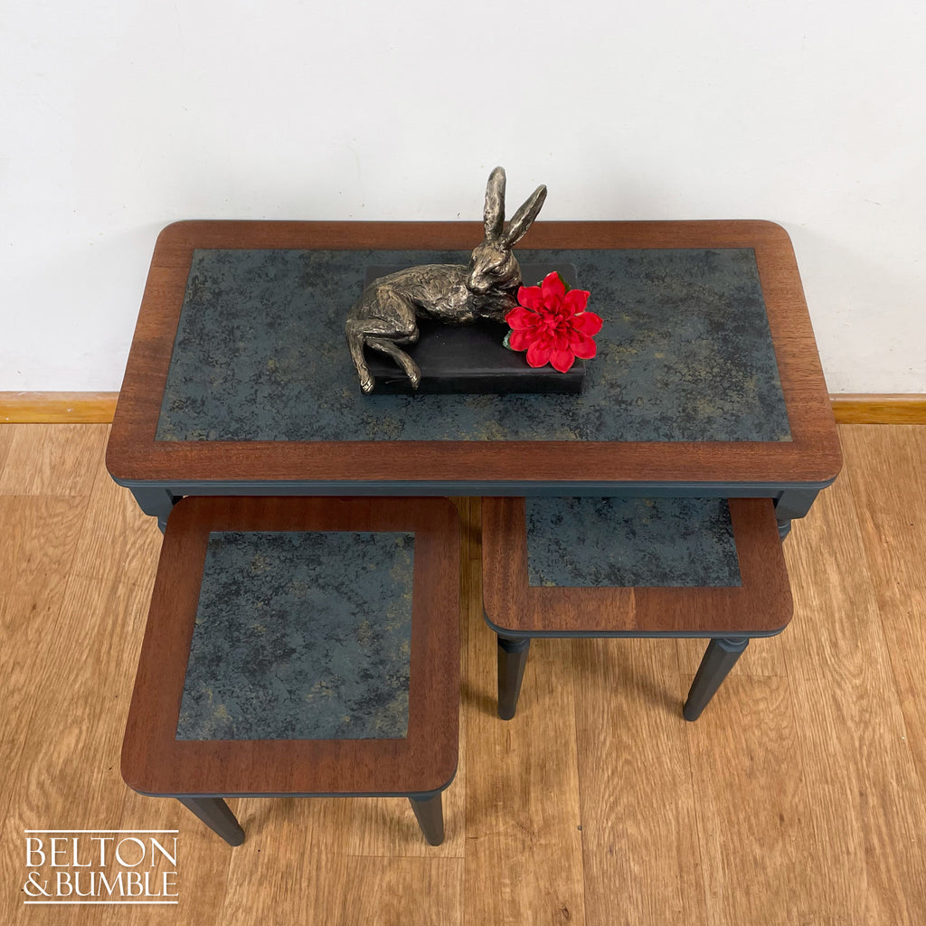 Coffee Table Nest of Tables In Blue-Belton & Bumble