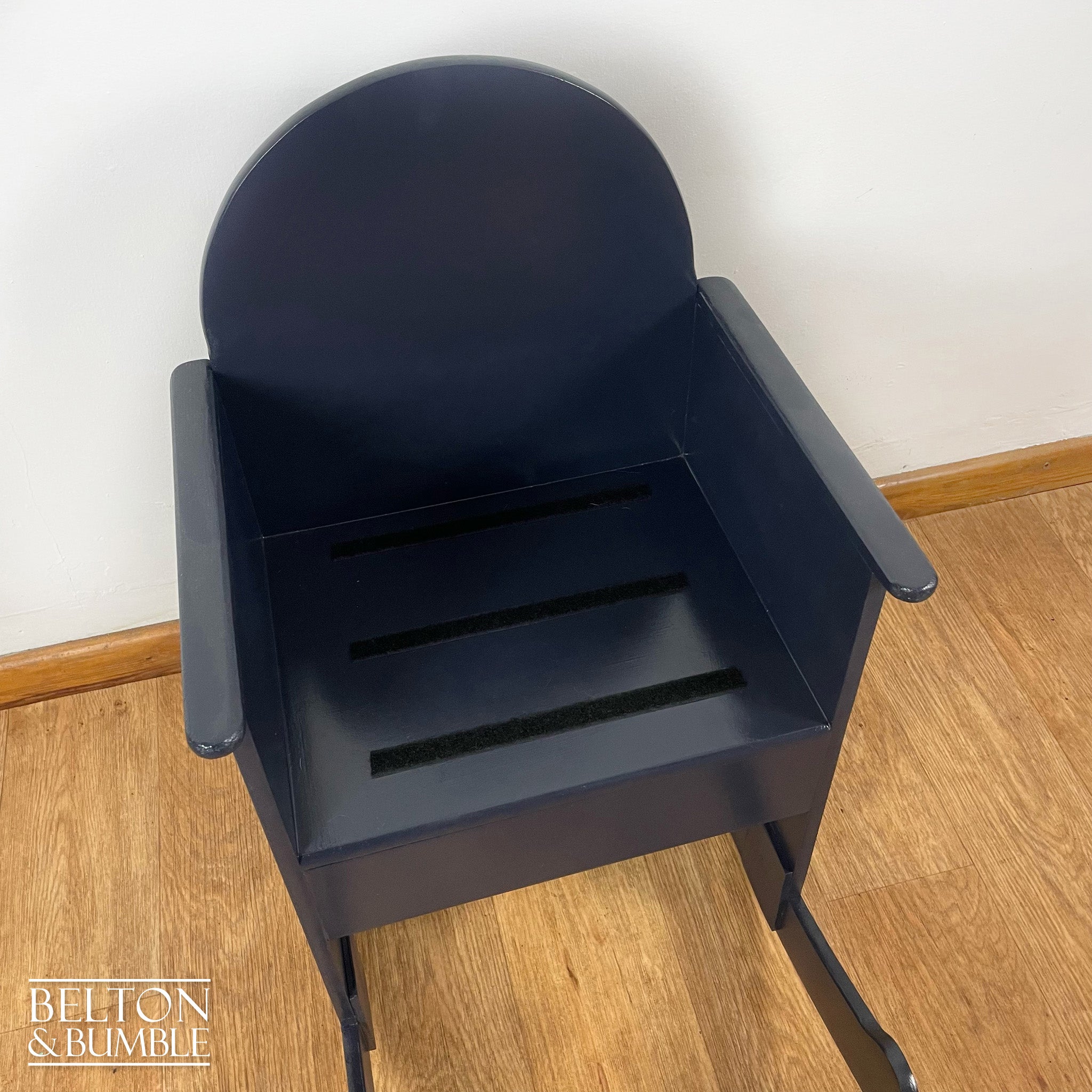 Navy Childs Rocking Chair – Close-up of velcro for seat pad