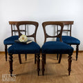 Set of Four Mahogany Dining Chairs with Navy Velvet-Belton & Bumble