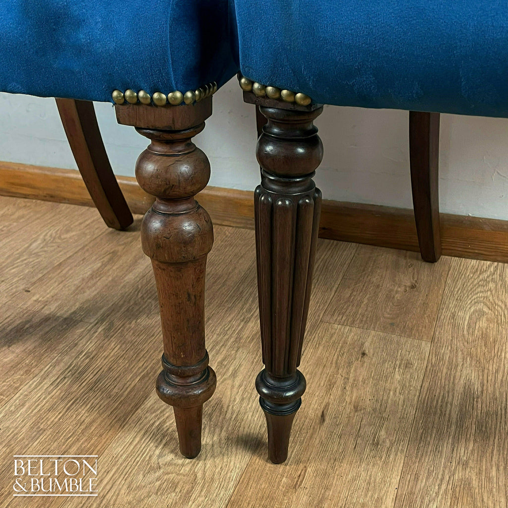Set of Four Mahogany Dining Chairs with Navy Velvet-Belton & Bumble