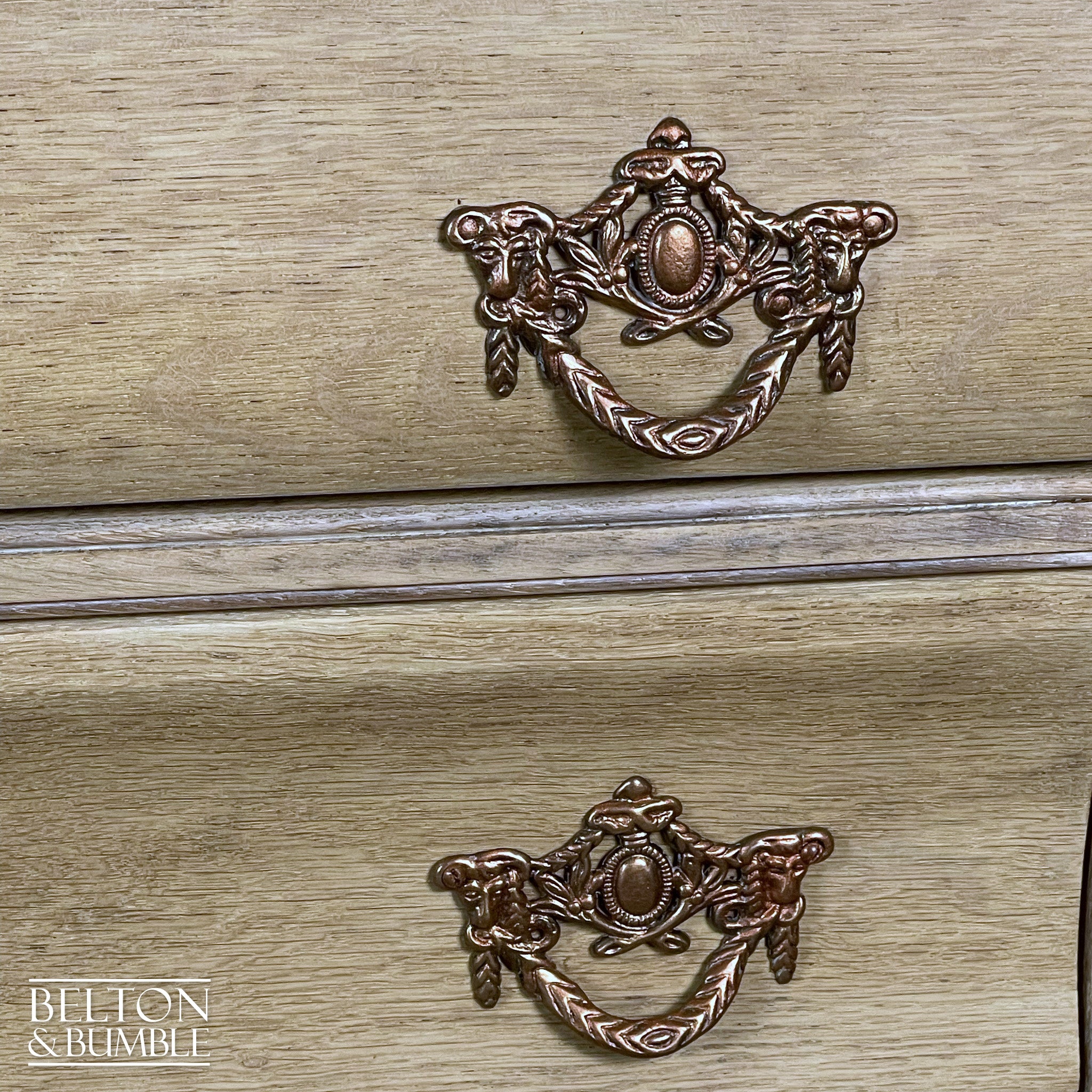 Bombe Style Three Drawer Chest of Drawers in Oak-Belton & Bumble
