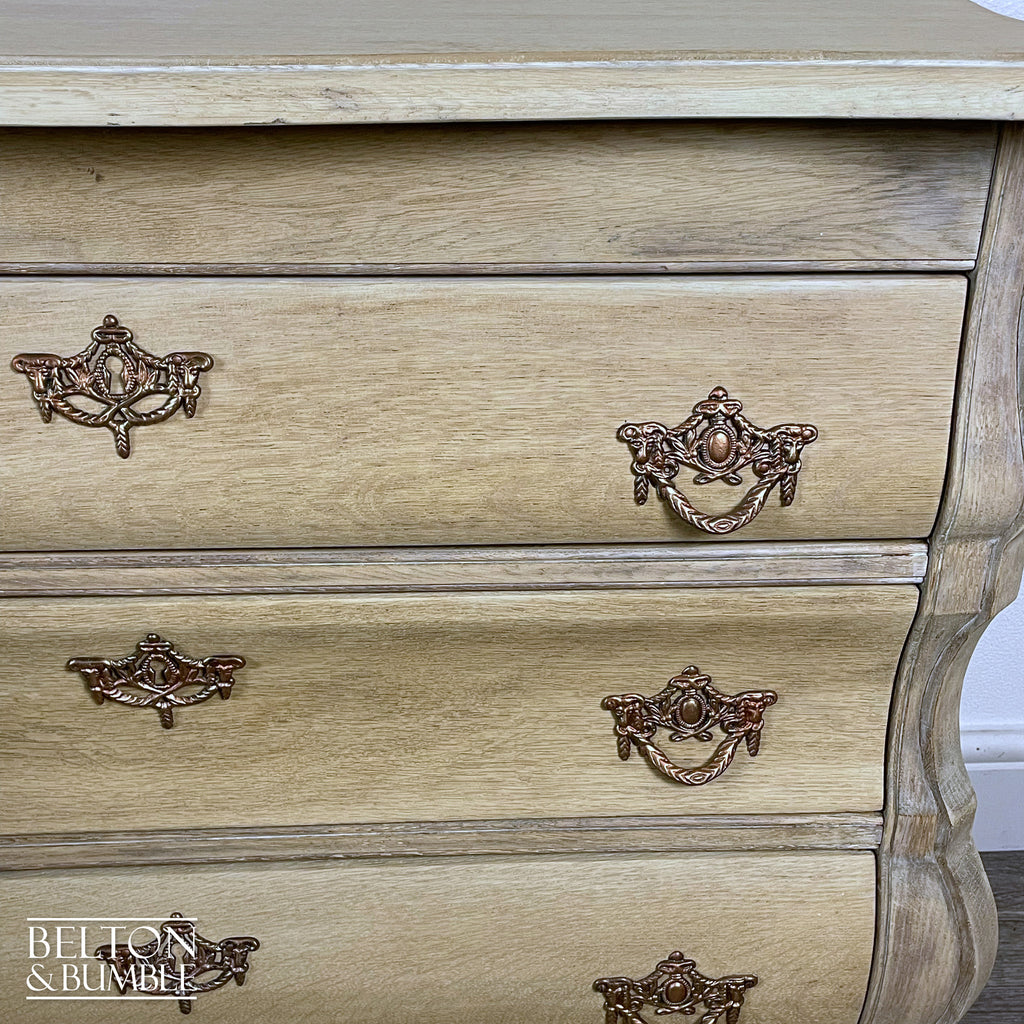 Bombe Style Three Drawer Chest of Drawers in Oak-Belton & Bumble
