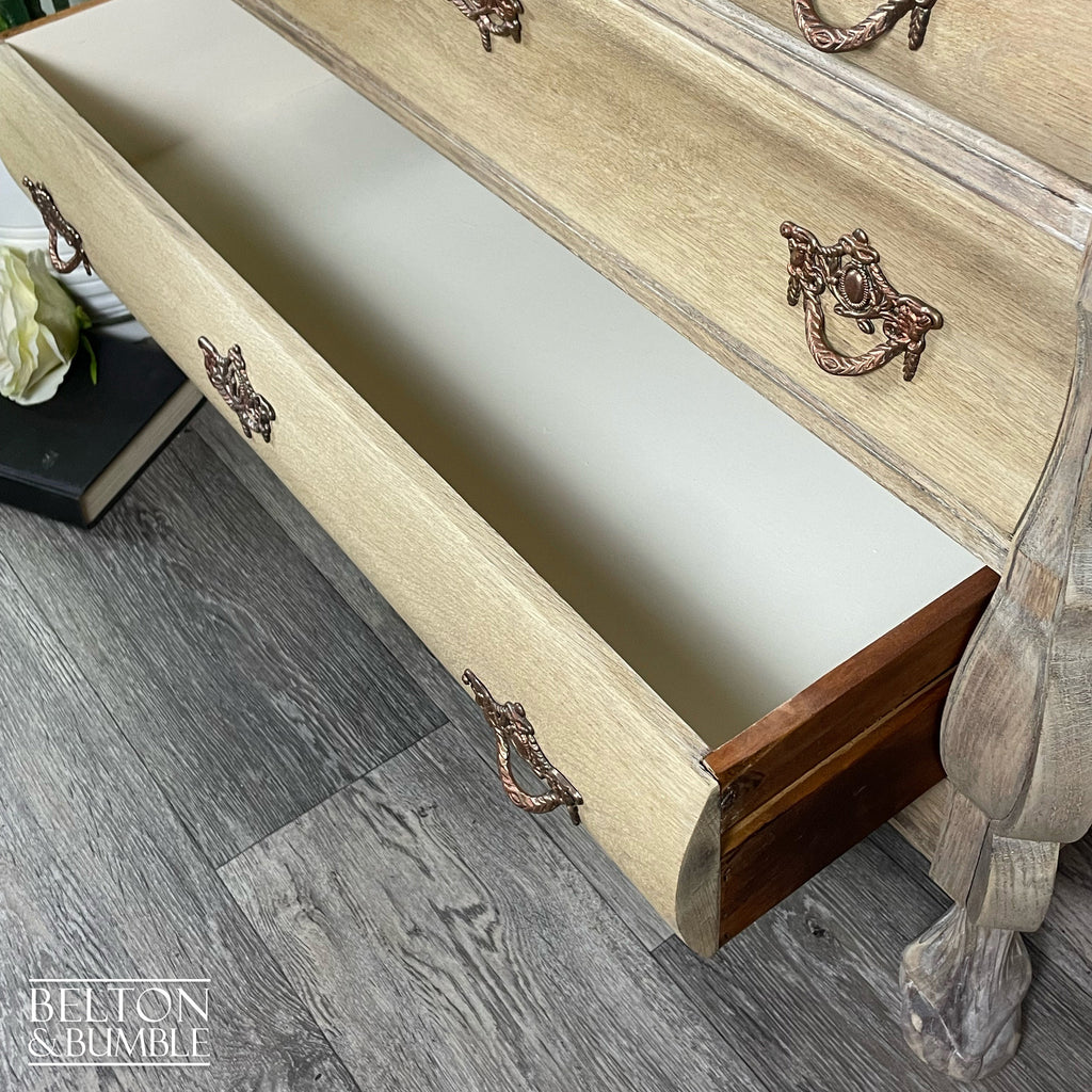 Bombe Style Three Drawer Chest of Drawers in Oak-Belton & Bumble