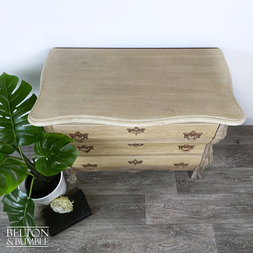 Bombe Style Three Drawer Chest of Drawers in Oak-Belton & Bumble