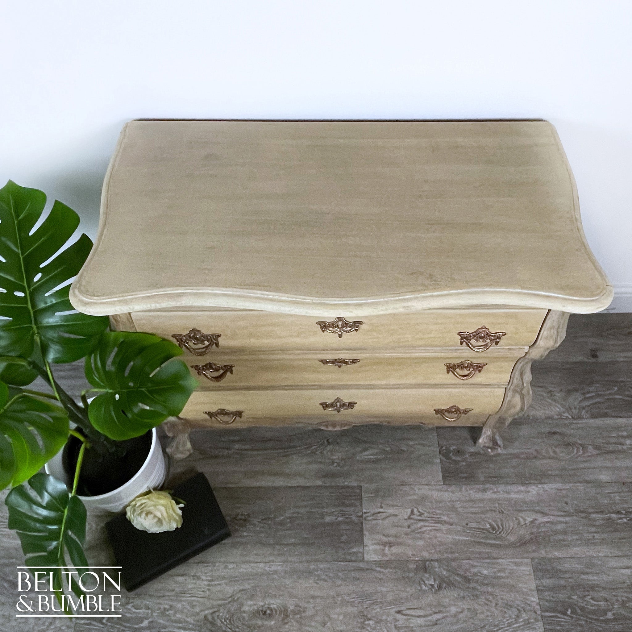 Bombe Style Three Drawer Chest of Drawers in Oak-Belton & Bumble