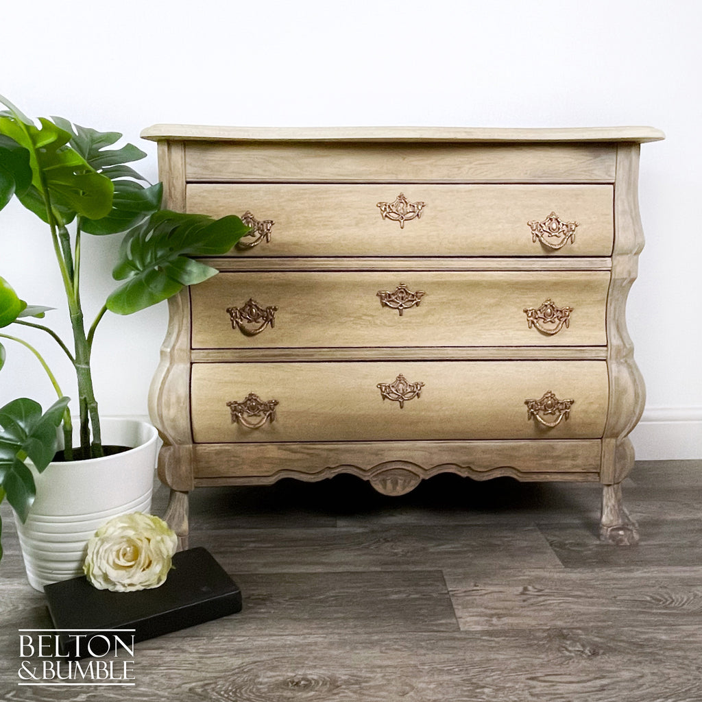 Bombe Style Three Drawer Chest of Drawers in Oak-Belton & Bumble