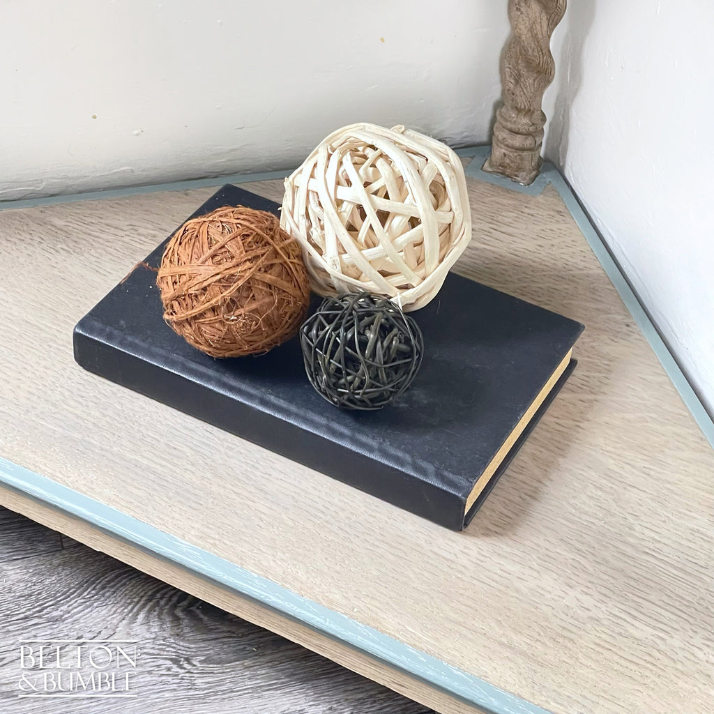Rustic Oak Corner Side Table with Barley Twist Legs-Belton & Bumble