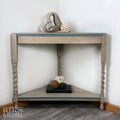 Rustic Oak Corner Side Table with Barley Twist Legs-Belton & Bumble