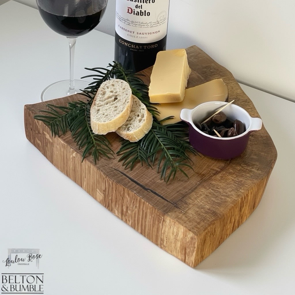 Oak Slice Cheese & Bread Board 40 cm – back showing finish and natural character