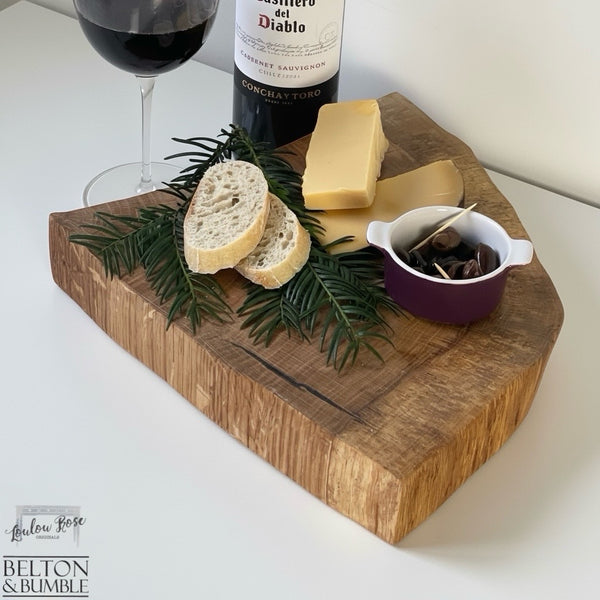 Oak Slice Cheese & Bread Board 40 cm – back showing finish and natural character