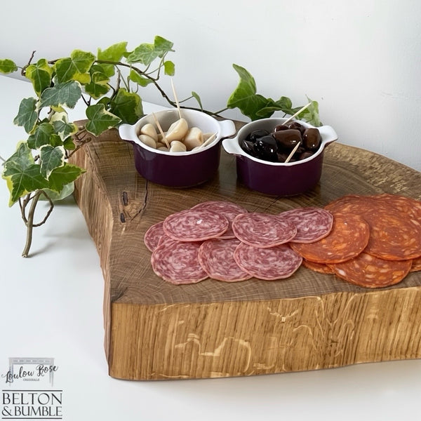 Oak Slice Cheese & Bread Board 44 cm – angled view highlighting shape and depth