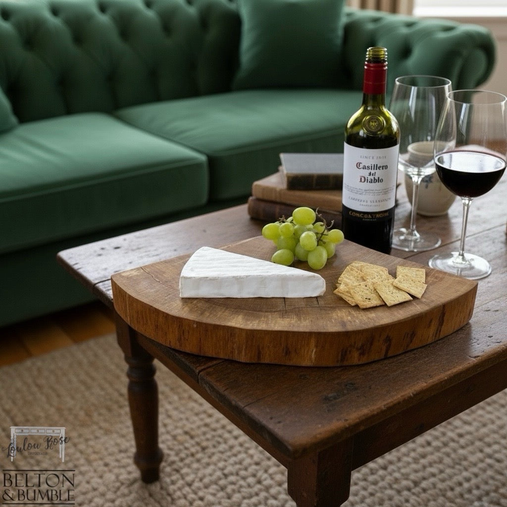 Oak Slice Cheese & Bread Board 45 cm – lifestyle dining table setting
