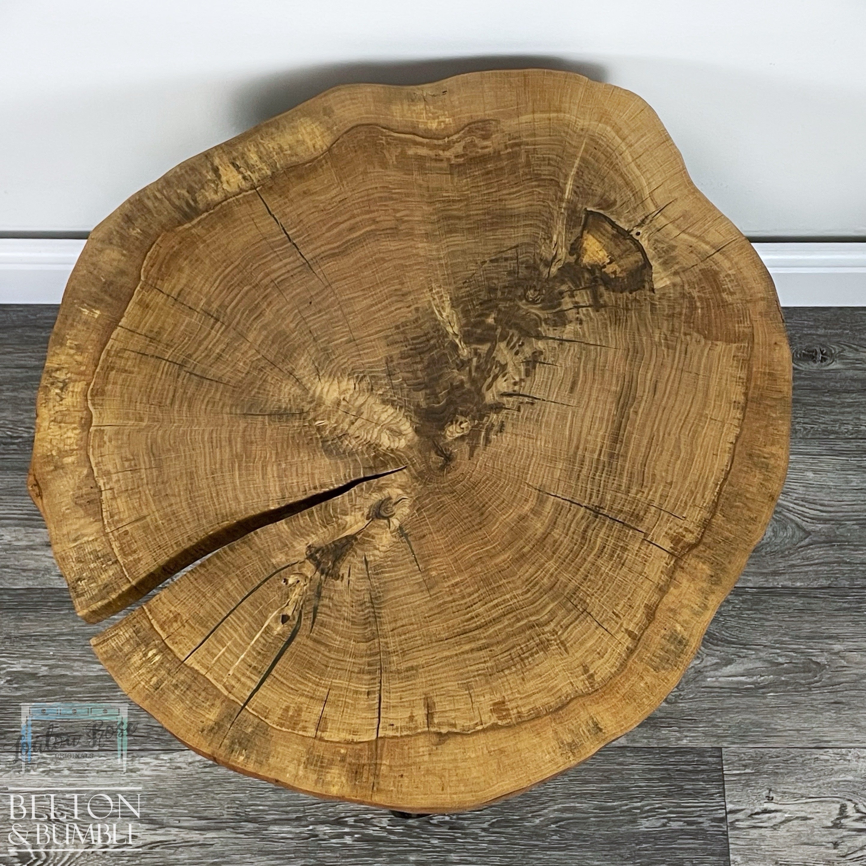 Oak Slice Gold Resin Coffee Table – top view showing overall design
