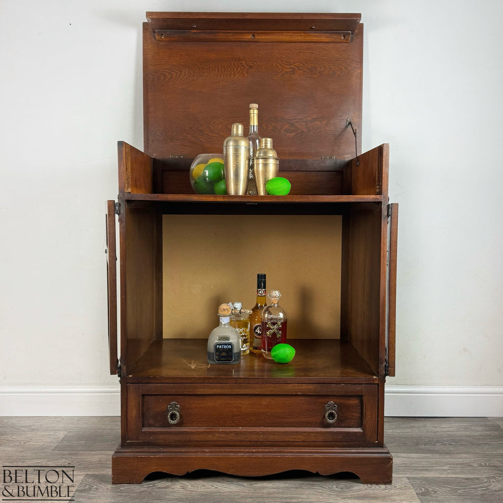 Old Charm Furniture Drinks Cabinet / Entertainment Unit — Rear panel detail showing replacement back for long-term strength