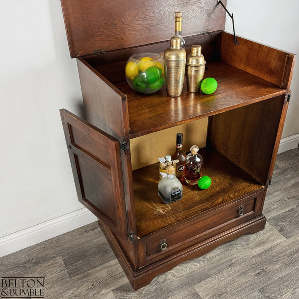 Old Charm Furniture Drinks Cabinet / Entertainment Unit — Doors opened back against the sides for full access to the cupboard interior