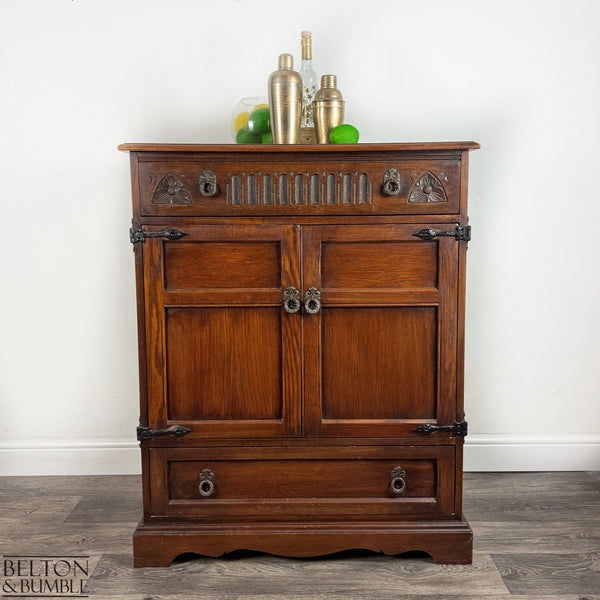 Old Charm Furniture Drinks Cabinet / Entertainment Unit — front view with drawer and twin cupboard doors closed