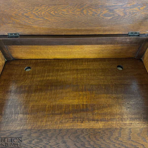 Old Charm Furniture Drinks Cabinet / Entertainment Unit — Interior top section with twin cable-management ports for media setup