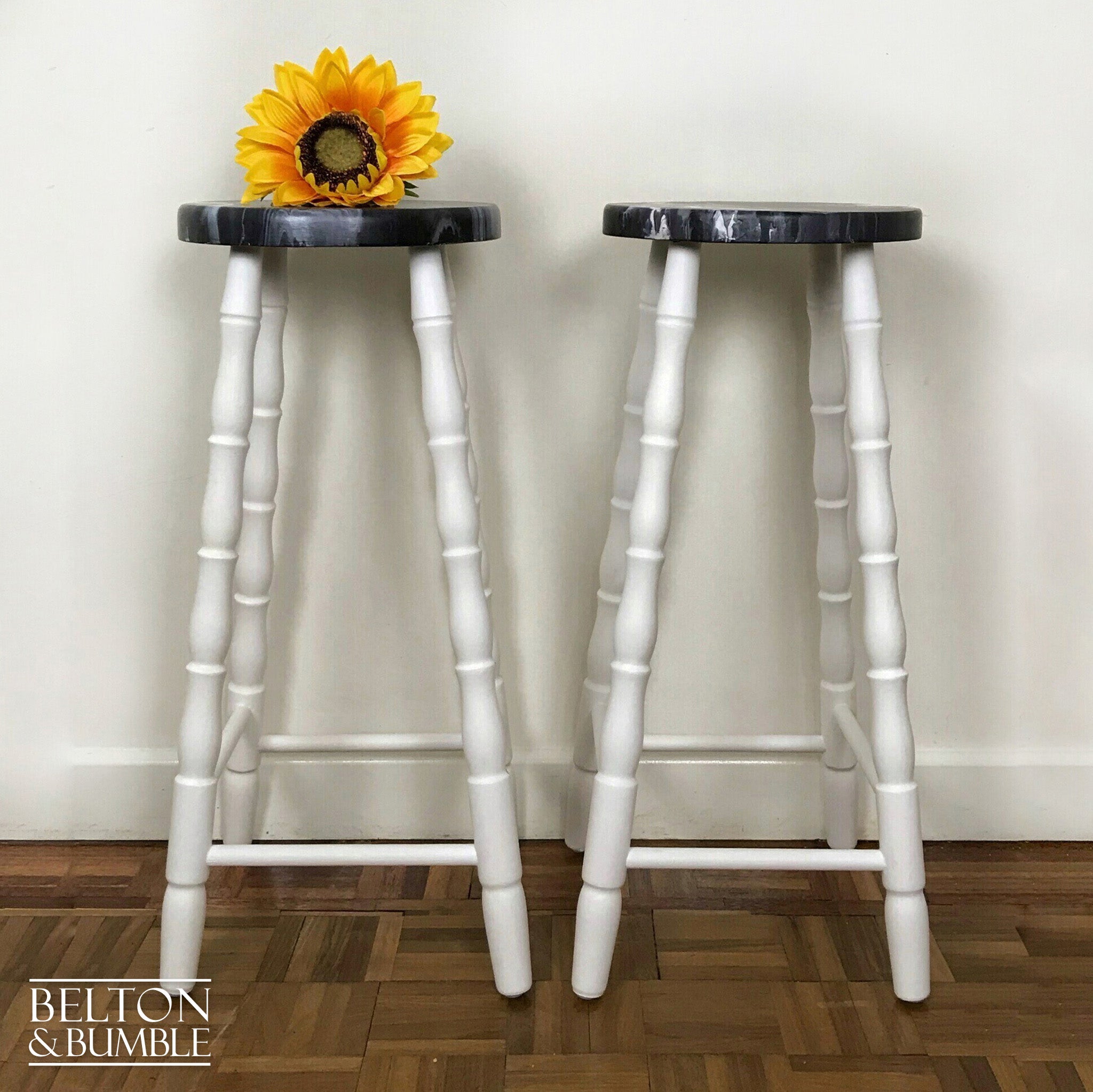 Solid Wood White Set of Bar Stools-Belton & Bumble