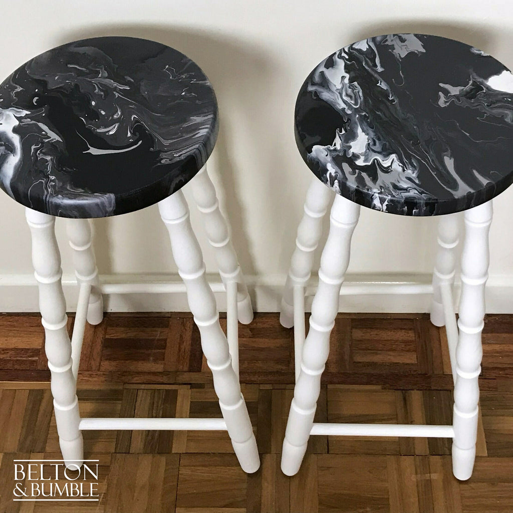 Solid Wood White Set of Bar Stools-Belton & Bumble