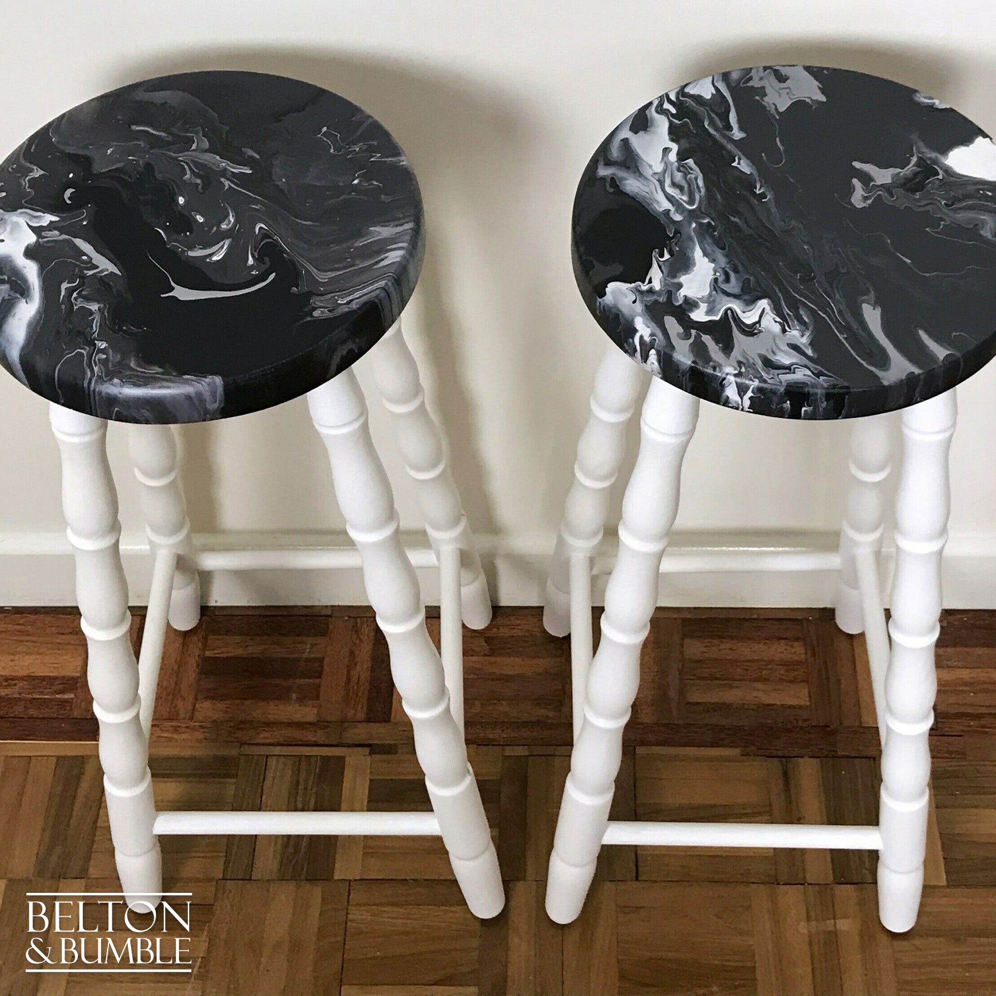Solid Wood White Set of Bar Stools-Belton & Bumble