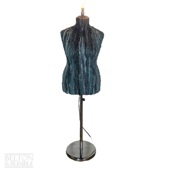 Blue Textured Mannequin Floor Lamp with Stainless Steel Stand-Belton & Butler