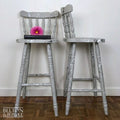 Solid Wood Light Grey Set of Bar Stools-Belton & Bumble