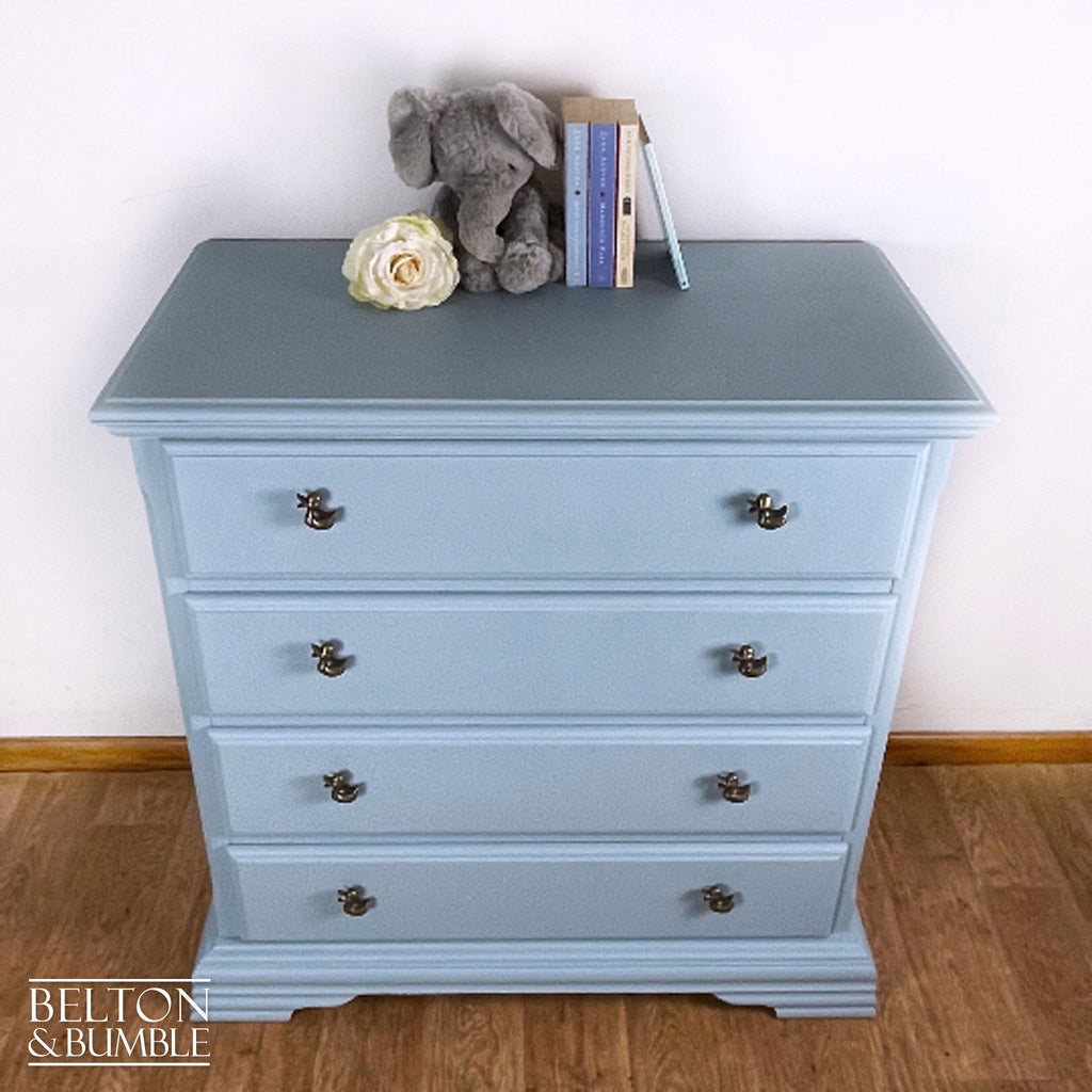 Four Drawer Chest of Drawers in Pale Blue for Children’s Nursery-Belton & Bumble