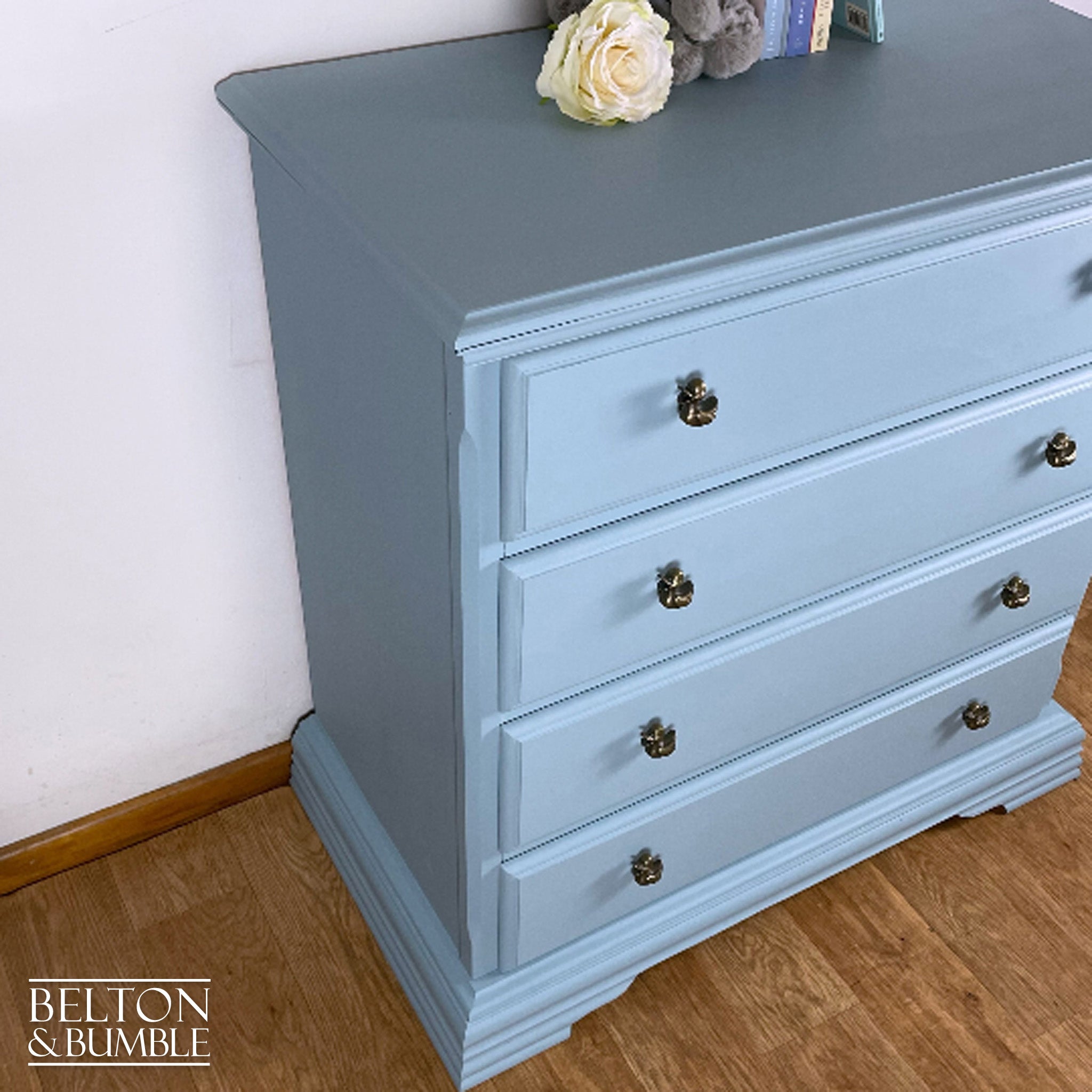 Four Drawer Chest of Drawers in Pale Blue for Children’s Nursery-Belton & Bumble