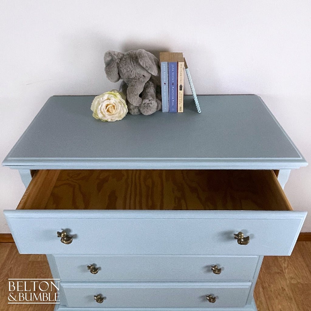 Four Drawer Chest of Drawers in Pale Blue for Children’s Nursery-Belton & Bumble