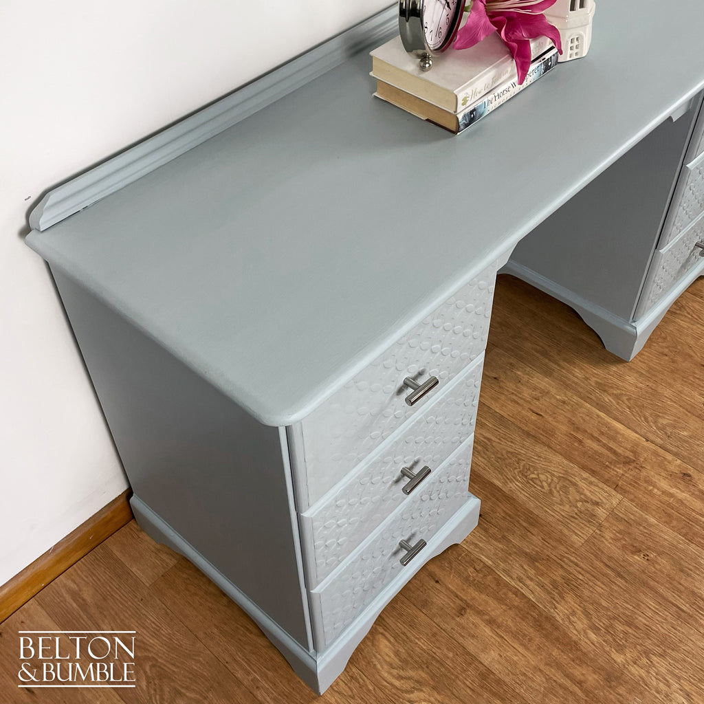 Large Double Pedestal Desk / Dressing Table in Pale Blue-Belton & Bumble