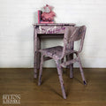 Old School Lift Lid Child’s Writing Desk and Chair in Pink with Multi Coloured Details-Belton & Bumble