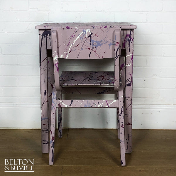 Old School Lift Lid Child’s Writing Desk and Chair in Pink with Multi Coloured Details-Belton & Butler