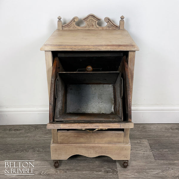 Antique Victorian Perdonium Wooden Cupboard with Integral Coal Scuttle and Coal Shovel.-Belton & Butler
