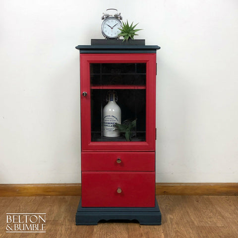 Glass Door Cabinet in Blue and Red-Belton & Butler