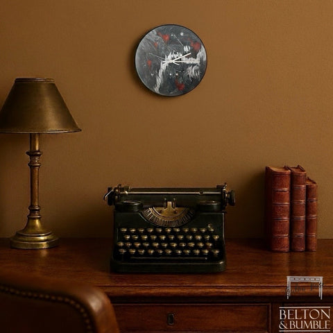 Red & Grey Vinyl Record Clock – Modern Abstract Wall Clock-Belton & Bumble