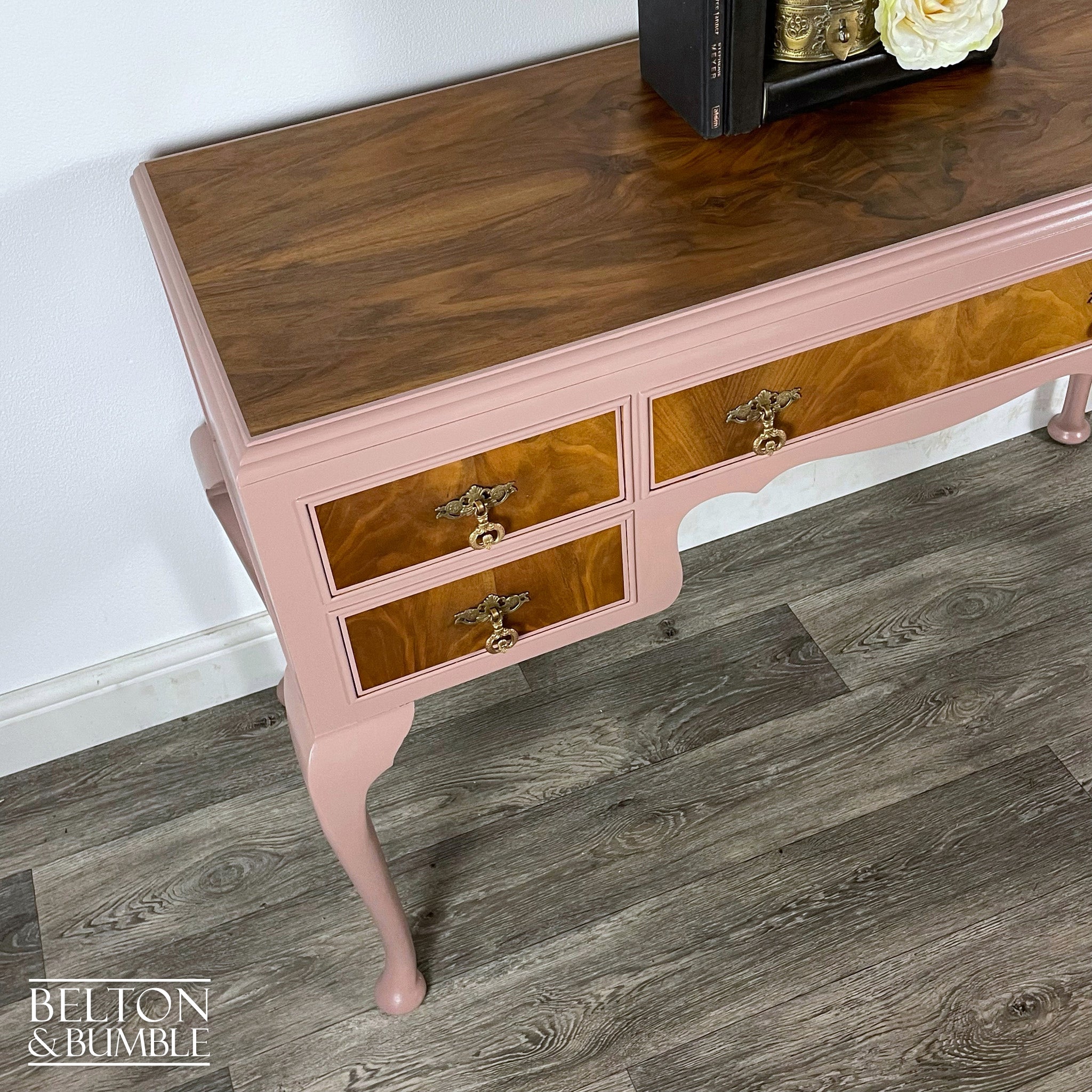 Walnut Dressing Table in Pink-Belton & Bumble