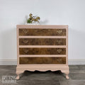 Four Drawer Chest of Drawers in Dusky Pink and Burr Walnut-Belton & Bumble