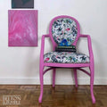 Bright Pink Balloon Backed Carver Chair with Muck N Brass Grey ChiMiracle fabric.-Belton & Bumble