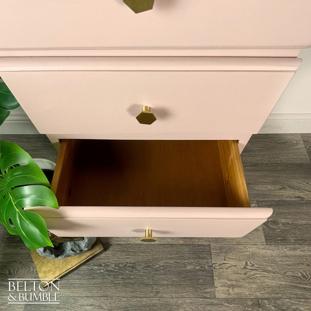 Four Drawer Tallboy Chest of Drawers in Pale Pink-Belton & Bumble