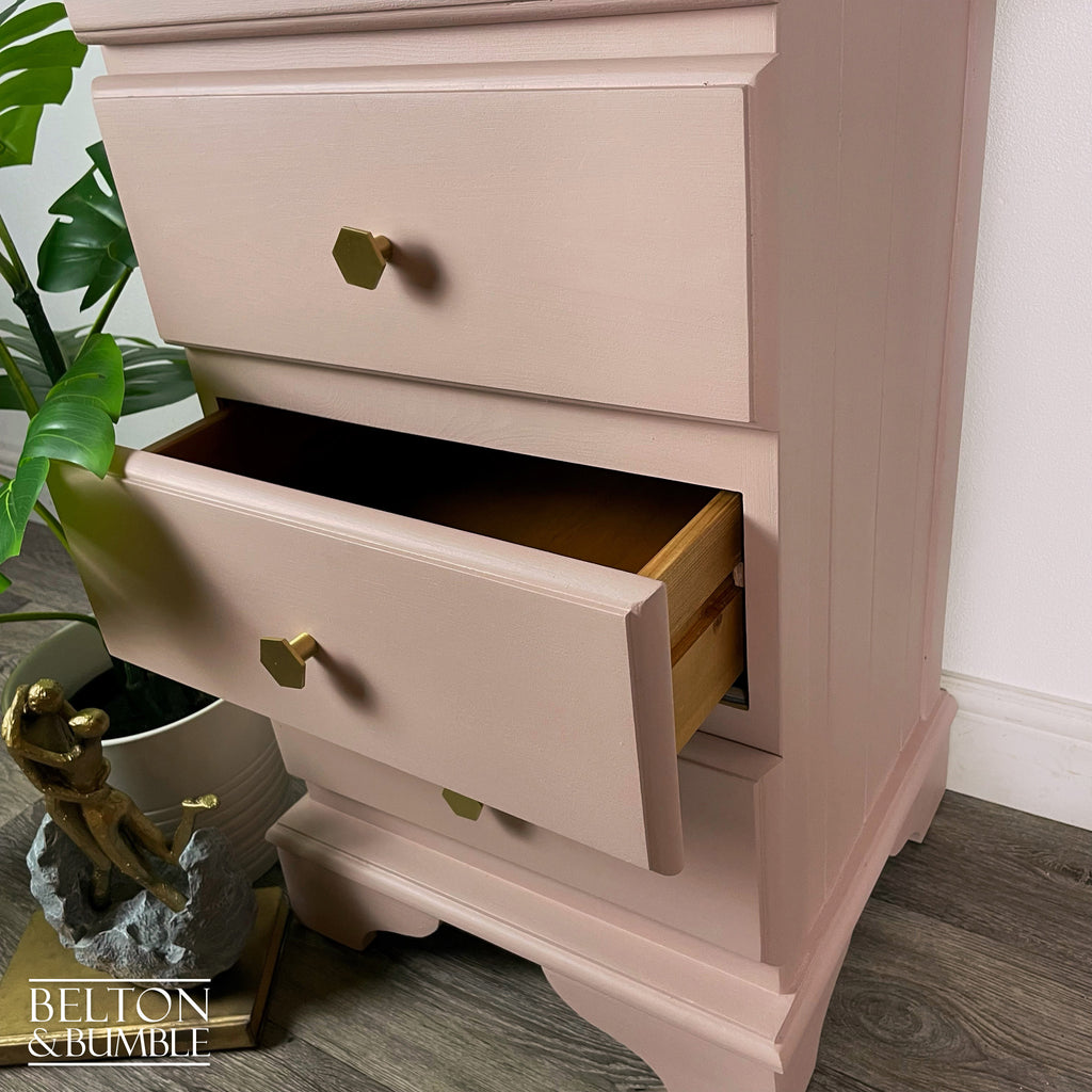 Four Drawer Tallboy Chest of Drawers in Pale Pink-Belton & Bumble