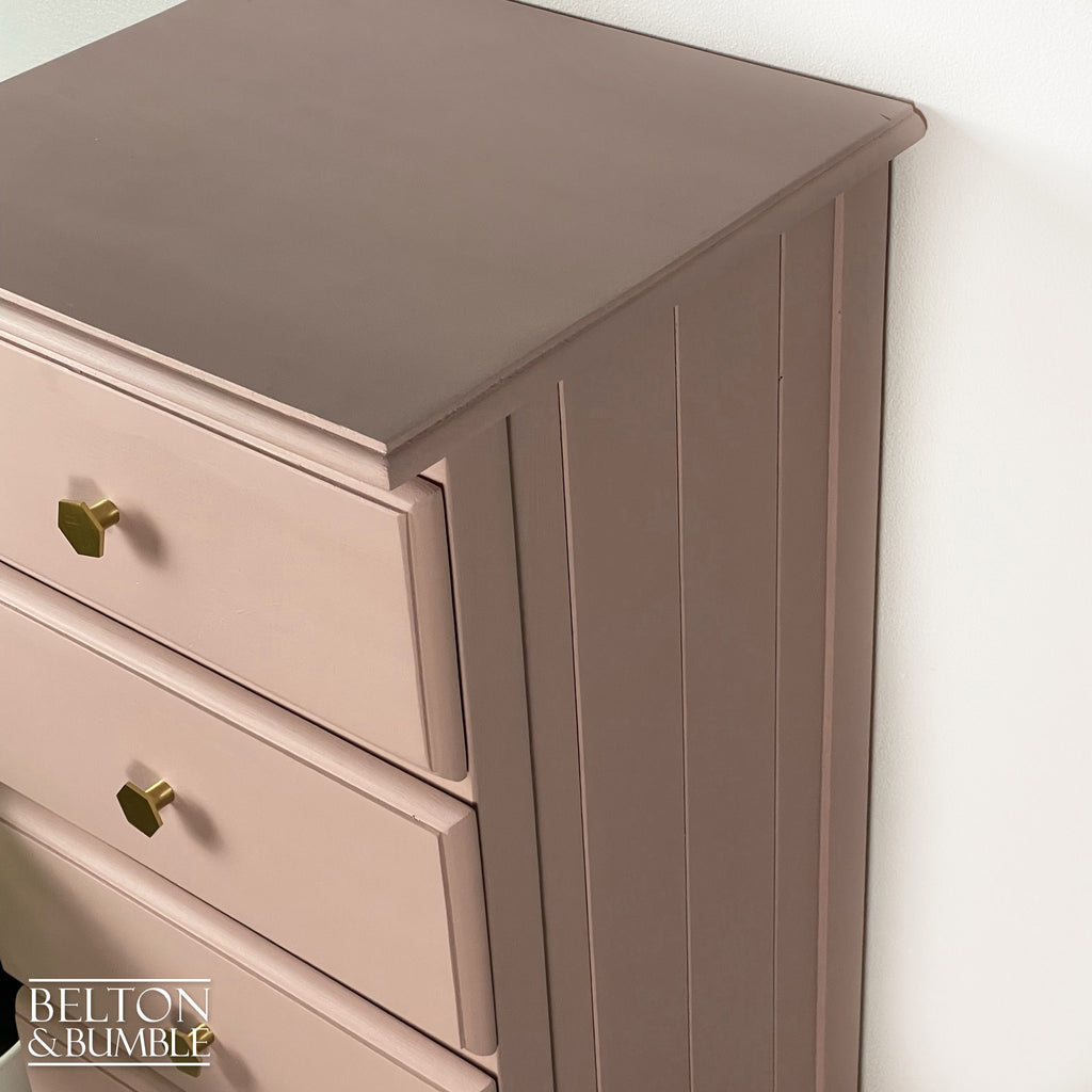Four Drawer Tallboy Chest of Drawers in Pale Pink-Belton & Bumble