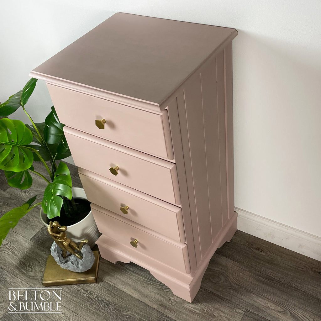 Four Drawer Tallboy Chest of Drawers in Pale Pink-Belton & Bumble