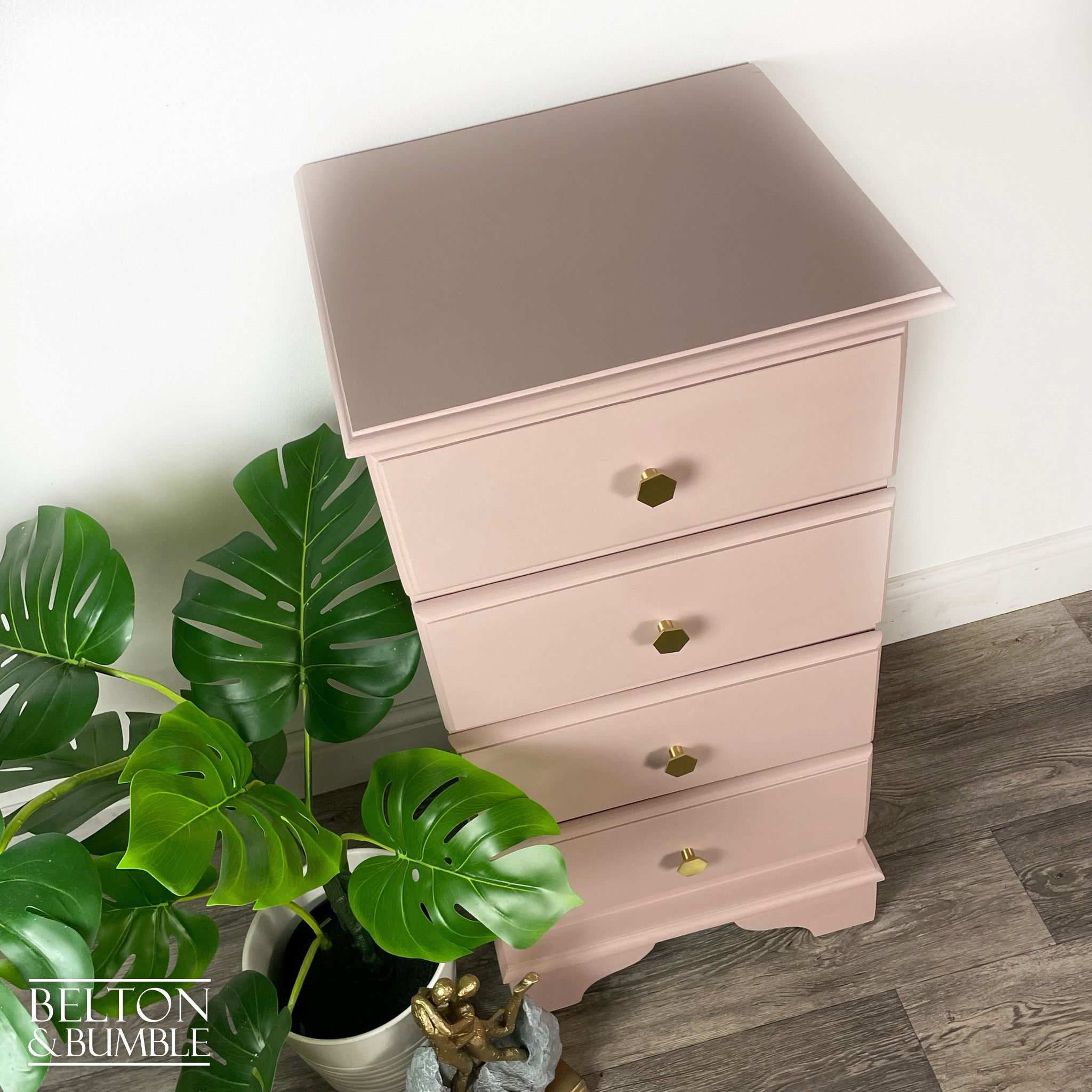 Four Drawer Tallboy Chest of Drawers in Pale Pink-Belton & Bumble